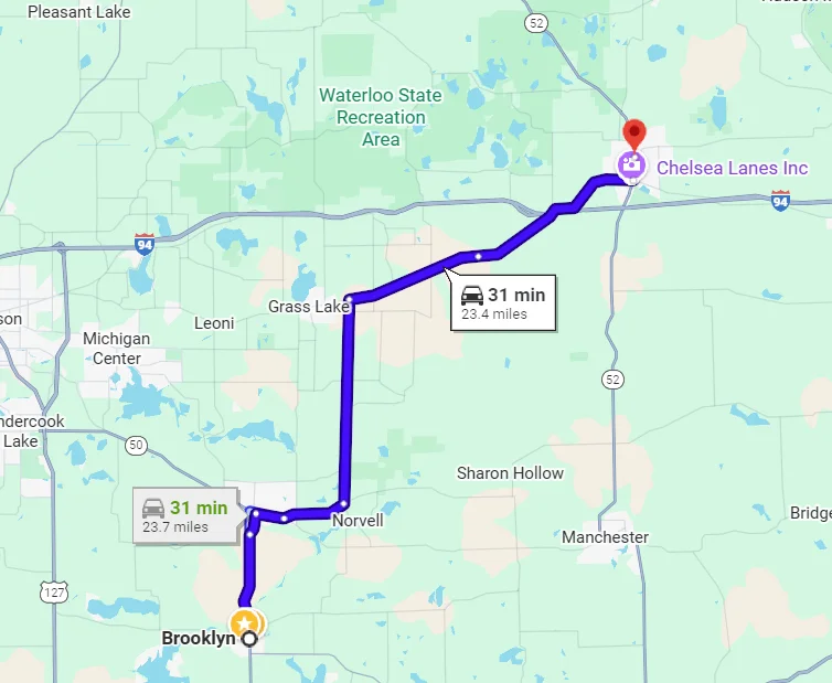 Map showing route from Brooklyn to Chelsea